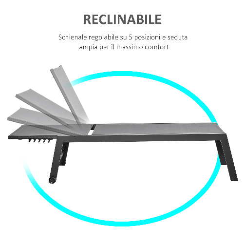 Outsunny-Lettino-Sdraio-Prendisole-in-Alluminio-e-Texteline-Schienale-Regolabile-Grigio-e-Nero-2-Ruote-169x65x102cm