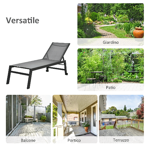 Outsunny-Lettino-Sdraio-Prendisole-in-Alluminio-e-Texteline-Schienale-Regolabile-Grigio-e-Nero-2-Ruote-169x65x102cm