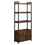 HOMCOM Mobile Libreria 4 Ripiani con Armadietto a 2 Ante, Libreria Scaffale in Stile Industriale per Casa e Ufficio, 75x30x180cm, Marrone