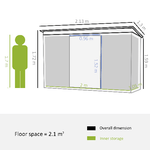 Outsunny-Casetta-da-Giardino-in-Acciaio-con-Doppia-Porta-Scorrevole-e-Prese-d-Aria-213x130x173-cm-Verde