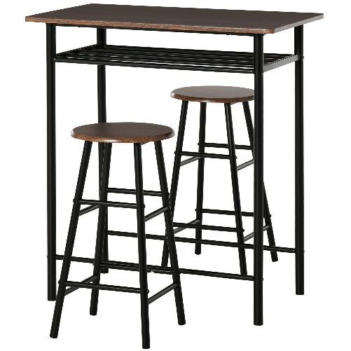 Tavolo Bar Rettangolare Alto 118x58x98 cm in MDF e Metallo Nero