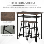 HOMCOM-Tavolo-Alto-con-2-Sgabelli-per-Cucina-Sala-Bar-Poggiapiedi-e-Mensola