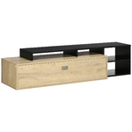 HOMCOM Mobile TV 32"-65" con Ripiano Rimovibile e Armadietto con Anta Ribaltabile in MDF, 163x40x38 cm, color Legno e Nero