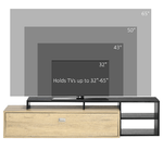 HOMCOM-Mobile-TV-32--65--con-Ripiano-Rimovibile-e-Armadietto-con-Anta-Ribaltabile-in-MDF-163x40x38-cm-color-Legno-e-Nero