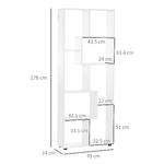 HOMCOM-Libreria-Scaffale-Moderna-di-Design-a-8-Ripiani-in-Legno-Truciolare-Arredamento-Casa-e-Ufficio-70x24x178cm-Bianco