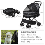 PawHut-Passeggino-per-Cani-Piccoli-Pieghevole-con-Maniglione-Girevole-e-Cestino-Portaoggetti-Nero