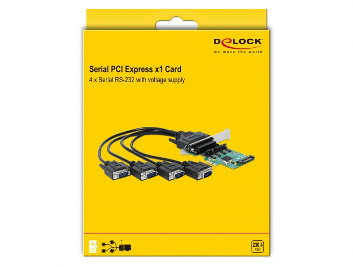 DeLOCK-Scheda-PCI-Express-a-4-x-RS-232-seriale-con-alimentazione-di-tensione---Adattatore-seriale---PCIe-a-basso-profilo