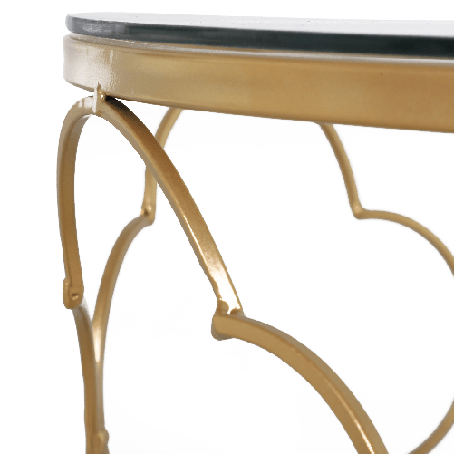 HOMCOM-Set-di-2-Tavolini-da-Salotto-Impilabili-Art-Deco-in-Metallo-con-Piano-in-Vetro-Oro