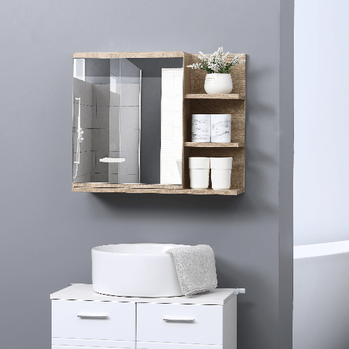 kleankin-Specchiera-Bagno-a-Parete-con-Anta-e-3-Ripiani-Laterali-in-Legno-60x18x50cm