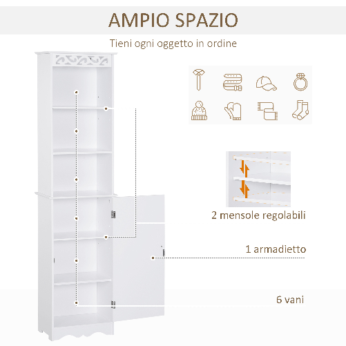 HOMCOM-Mobiletto-a-Colonna-per-Bagno-in-Legno-con-Decoro-Intaglio-Floreale-Bianco-40-x-23-x-160-cm