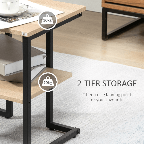 HOMCOM-Tavolino-da-Caffe-con-Mensola-Inferiore-in-Acciaio-e-Legno-45x35x48cm