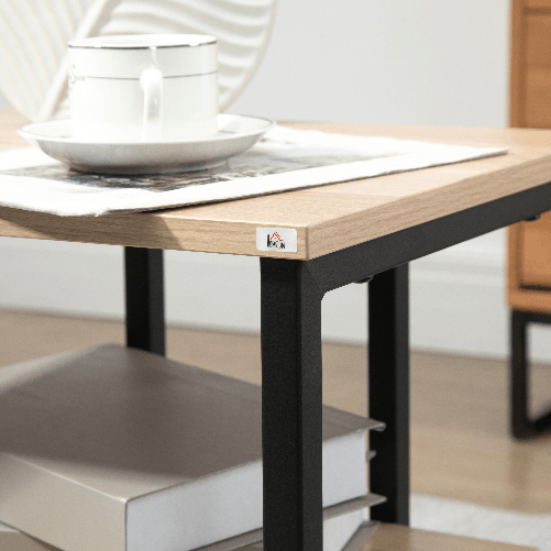 HOMCOM-Tavolino-da-Caffe-con-Mensola-Inferiore-in-Acciaio-e-Legno-45x35x48cm
