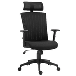 Vinsetto Sedia da Ufficio Ergonomica con Poggiatesta e Supporto Lombare, Altezza e Braccioli Regolabili, 65x63x119-129cm, Nero