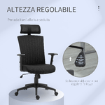 Vinsetto-Sedia-da-Ufficio-Ergonomica-con-Poggiatesta-e-Supporto-Lombare-Altezza-e-Braccioli-Regolabili-65x63x119-129cm-Nero