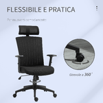 Vinsetto-Sedia-da-Ufficio-Ergonomica-con-Poggiatesta-e-Supporto-Lombare-Altezza-e-Braccioli-Regolabili-65x63x119-129cm-Nero