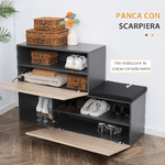 HOMCOM-Set-Mobile-da-Ingresso-con-Attaccapanni-Scarpiera-con-Panca-e-Scaffale-Grigio-e-Naturale