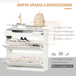 HOMCOM-Scarpiera-Moderna-con-2-Cassetti-per-16-Scarpe-Scarpiera-a-Ribalta-con-Mensola-Regolabile-e-Ripiano-in-Vetro-89x23x96cm-Bianco-Lucido