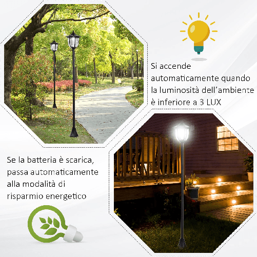 Outsunny-Lampione-da-Esterni-con-6-Luci-Led-e-Pannelli-Solari-Impermeabile-Accensione-Automatica-Durata-6-Ore-Altezza-177cm
