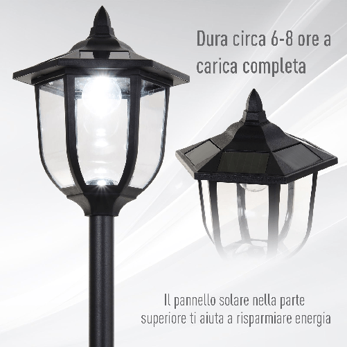 Outsunny-Lampione-da-Esterni-con-6-Luci-Led-e-Pannelli-Solari-Impermeabile-Accensione-Automatica-Durata-6-Ore-Altezza-177cm