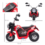 HOMCOM-Moto-Elettrica-per-Bambini-a-3-Ruote-con-Luci-e-Suoni-Batteria-Ricaricabile-6V-Velocita-2-km-h-per-Bimbi-da-18-36-Mesi-72x57x56cm-Rossa