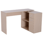 HOMCOM Scrivania Moderna per Computer Girevole con 2 Ripiani e 2 Cassetti, Tavolo da Pranzo in Truciolato, 117x82x74 cm, color Rovere e Legno