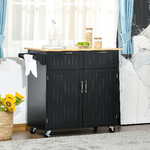 HOMCOM-Carrello-da-Cucina-Multiuso-in-Legno-con-2-Cassetti-Armadietto-e-4-Ruote-104x46x91cm-Nero