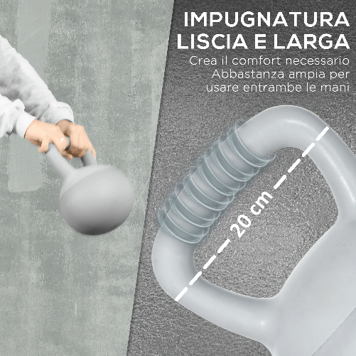 SPORTNOW-Kettlebell-8kg-in-PVC-e-Sabbia-Metallica-per-Allenamento-Spalle-e-Bicipiti-22x22x29-cm-Grigio