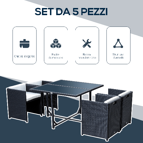 Outsunny-Set-Mobili-da-Giardino-5pz-Set-Tavolo-da-Pranzo-con-4-Sedie-con-Cuscini-Combinabili-a-Rettangolo