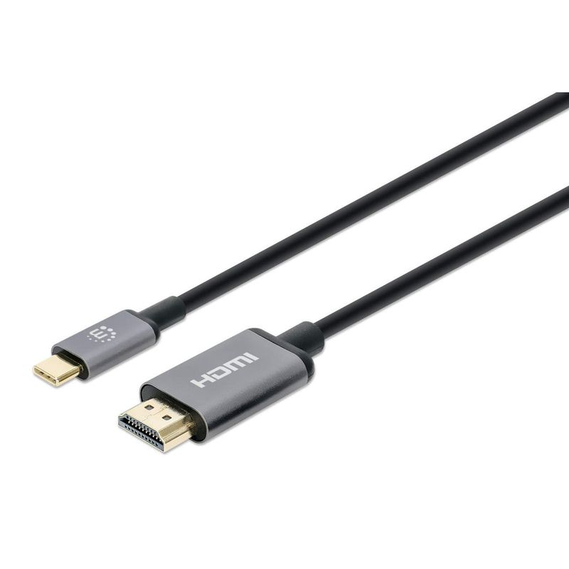 Manhattan-153591-cavo-e-adattatore-video-1-m-HDMI-tipo-A-Standard-USB-tipo-C-Nero-Grigio--USB-C-to-HDMI-Cable-4K60Hz-1m-