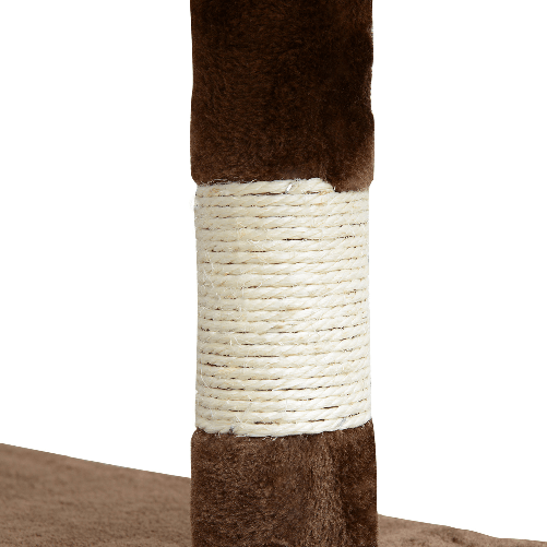 Pawhut-Albero-per-Gatti-in-Peluche-e-Sisal-con-Cucce-e-Pallina-Caffe-e-Crema-50x50x132cm