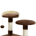 Pawhut-Albero-per-Gatti-in-Peluche-e-Sisal-con-Cucce-e-Pallina-Caffe-e-Crema-50x50x132cm