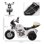 HOMCOM-Moto-Elettrica-per-Bambini-6V-a-3-Ruote-con-Luci-e-Musica-Velocita-3km-h-Eta-18-36-Mesi-87x46x54cm-Bianco