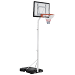 HOMCOM Canestro Basket per Bambini e Adulti con Tabellone in PVC Regolabile 210-260cm Ruote Integrate Bianco