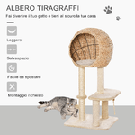 PawHut-Albero-Tiragraffi-per-Gatti-fino-a-5kg-con-Cuccia-e-Rivestimento-in-Peluche-48x40x100cm-Beige