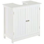 HOMCOM Mobiletto Sottolavabo in MDF Bianco per Bagno Con 2 Ante 60x30x60cm