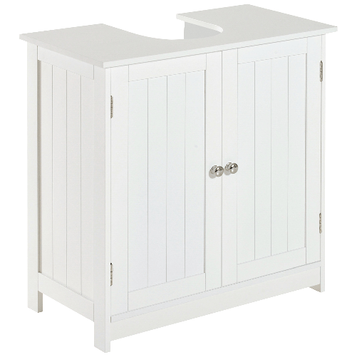 HOMCOM-Mobiletto-Sottolavabo-in-MDF-Bianco-per-Bagno-Con-2-Ante-60x30x60cm