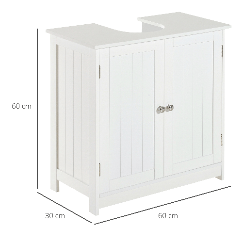 HOMCOM-Mobiletto-Sottolavabo-in-MDF-Bianco-per-Bagno-Con-2-Ante-60x30x60cm