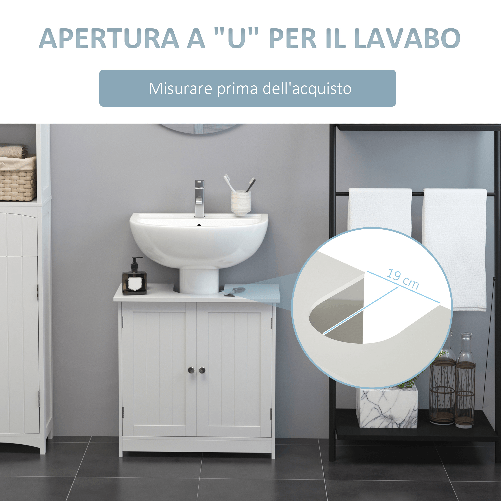 HOMCOM-Mobiletto-Sottolavabo-in-MDF-Bianco-per-Bagno-Con-2-Ante-60x30x60cm