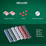 HOMCOM-Set-Poker-Professionale-con-500-Fiches-di-Colori-Diversi-Valigetta-in-Alluminio-5Dadi-e-2-Mazzi-di-Carte