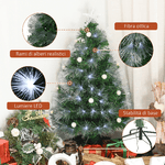 HOMCOM-Albero-di-Natale-Artificiale-120cm-con-130-Rami-Albero-di-Natale-con-Luci-a-LED-e-Fibre-Ottiche-Base-Pieghevole-Rimovibile