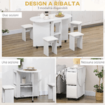 HOMCOM-Set-da-cucina-5-Pezzi-Tavolo-pieghevole-con-2-ripiani-e-4-Sgabelli-in-Legno-truciolato-Bianco