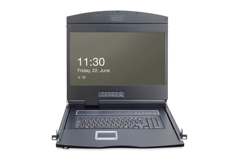 Modularized-19inch-TFT-console-with-8-port-KVM---DE-keyboard---Black