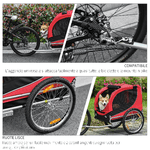 PawHut-Carrello-per-Cani-Rimorchio-Bici-in-Acciaio-e-Tessuto-Oxford-Copertura-per-Pioggia-130x73x90cm-Rosso-e-Nero