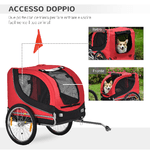 PawHut-Carrello-per-Cani-Rimorchio-Bici-in-Acciaio-e-Tessuto-Oxford-Copertura-per-Pioggia-130x73x90cm-Rosso-e-Nero