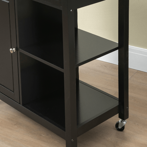 HOMCOM-Carrello-da-Cucina-in-Legno-con-Cassetto-Armadietto-e-Ruote-83x45x88cm-Nero