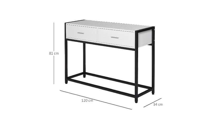 HOMCOM Tavolo Consolle per Ingresso con 2 Cassetti in Legno Bianco e  Metallo Nero - PagineGialle Shop