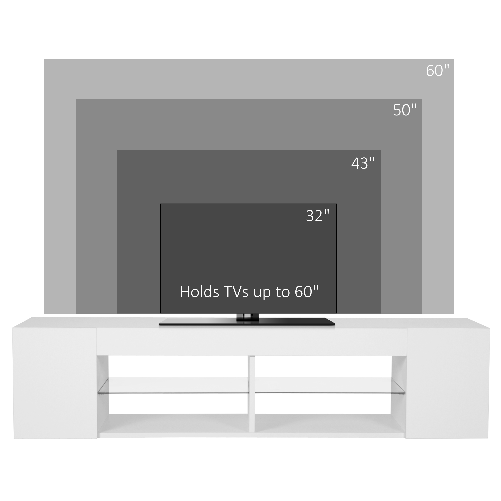 HOMCOM-Mobile-TV-60--max-in-Truciolato-con-2-Ripiani-Aperti-2-Ripiani-Regolabili-in-Vetro-e-Luci-LED-137x40x34-cm