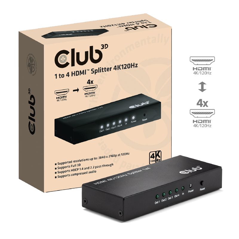 CLUB3D-Umschalter-HDMI-4x-HDMI