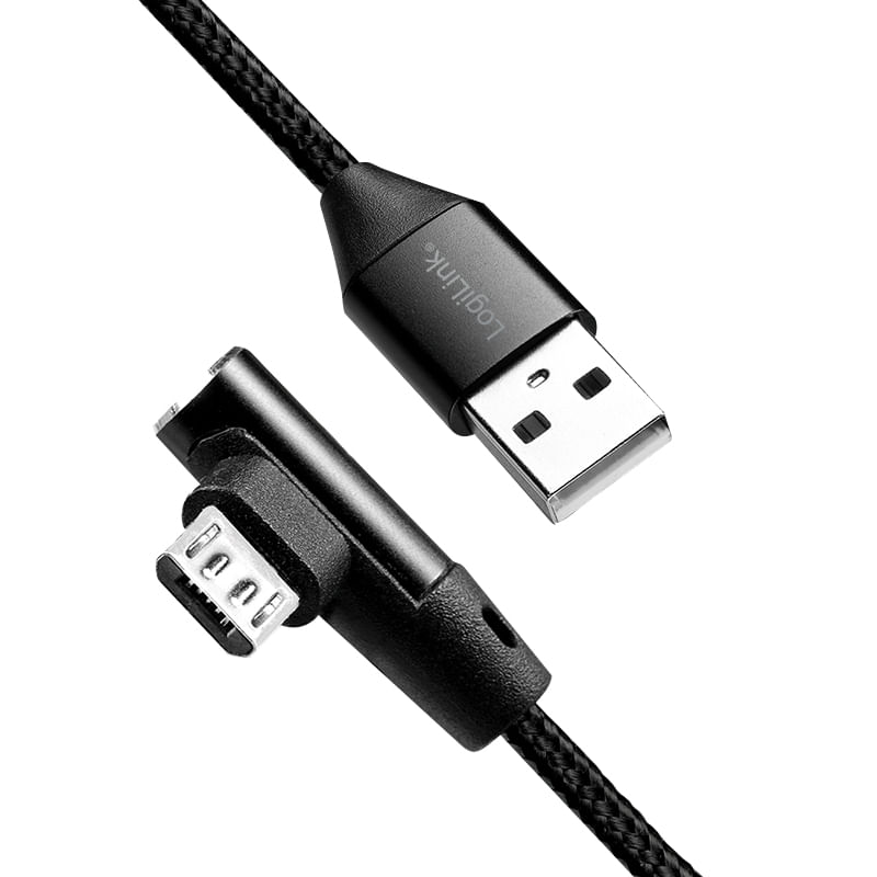 Logilink---USB-Kabel---USB--M--gerade-bis-Micro-USB-Typ-B--M--gewinkelt---USB-2.0---1-m---Schwarz--CU0142-