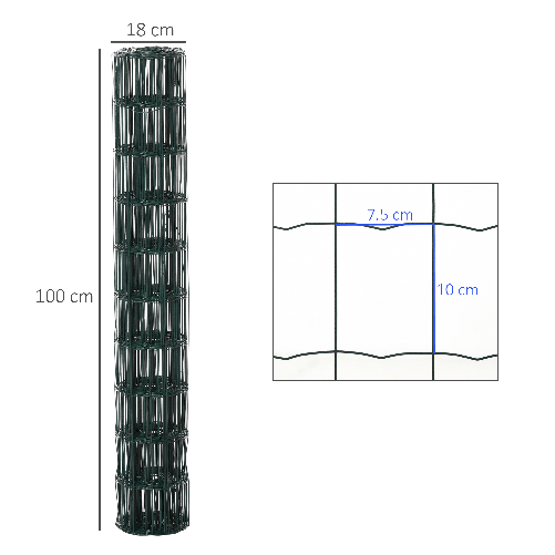 PawHut-Rete-per-Recinzioni-in-Metallo-con-Rivestimento-in-PVC-Rotolo-da-10x1m-Verde